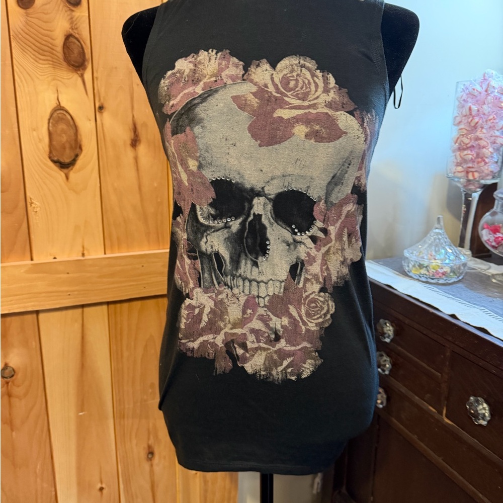 Atmosphere Black Top with Rose Detail